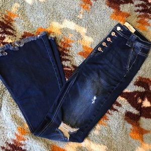 Kancan buttoned high rise flare jeans
